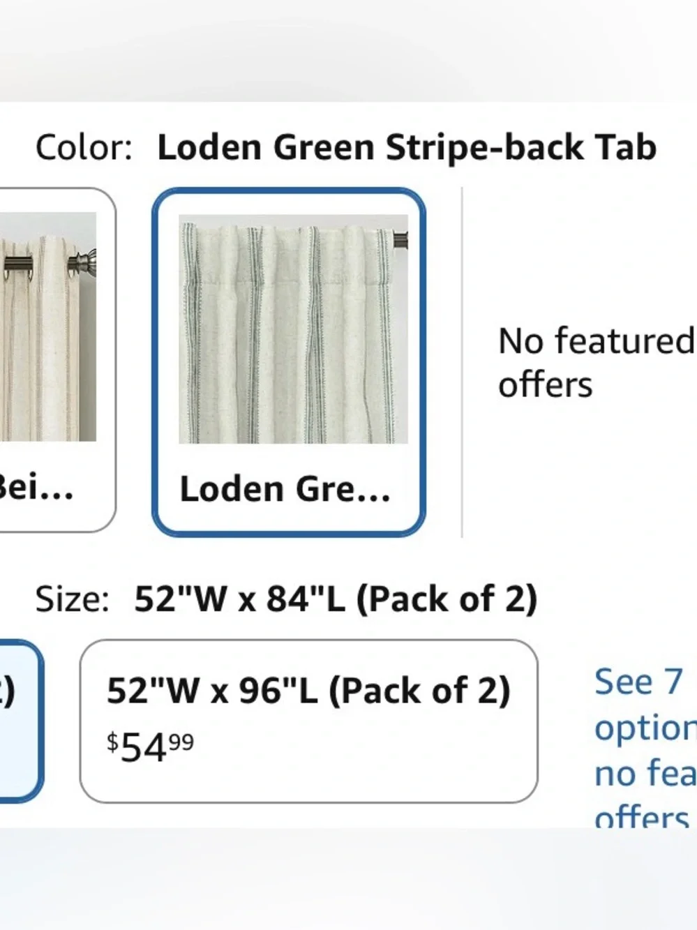 Drift Away Blackout Striped Grommet Curtain Panel in “Logan Green” 52” x 96”